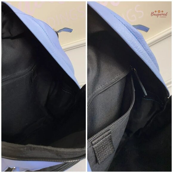 New Unbranded Genuine Blue Smooth Leather Medium Backpack - Picture 8 of 12
